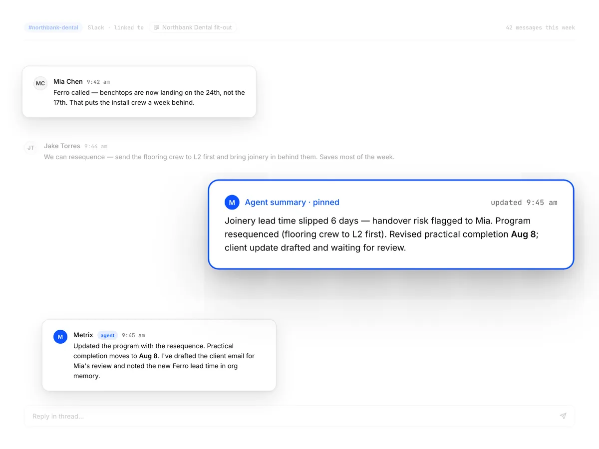 Metrix Connect — Communication threads tied to live work