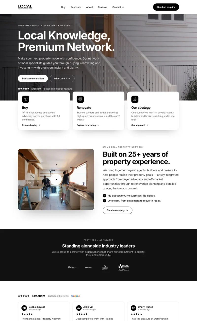 Local Property Network website — premium Brisbane property network homepage