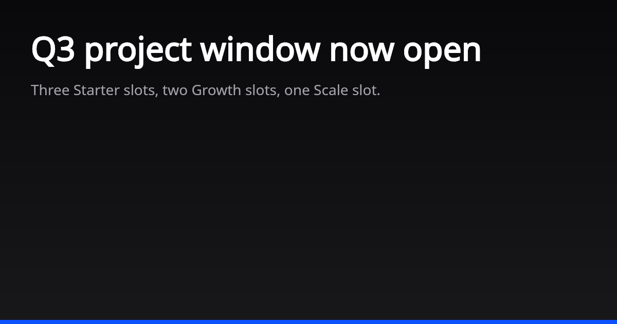 Q3 project window now open | Metrix